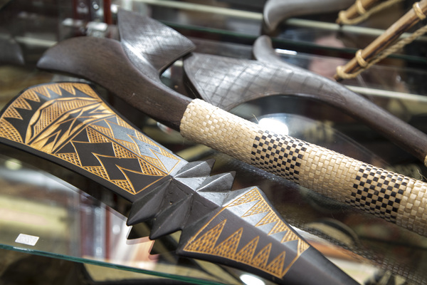 119 fiji ceremonial traditional weapons given as honour gift in 1980s hardwood and basketry set of 3